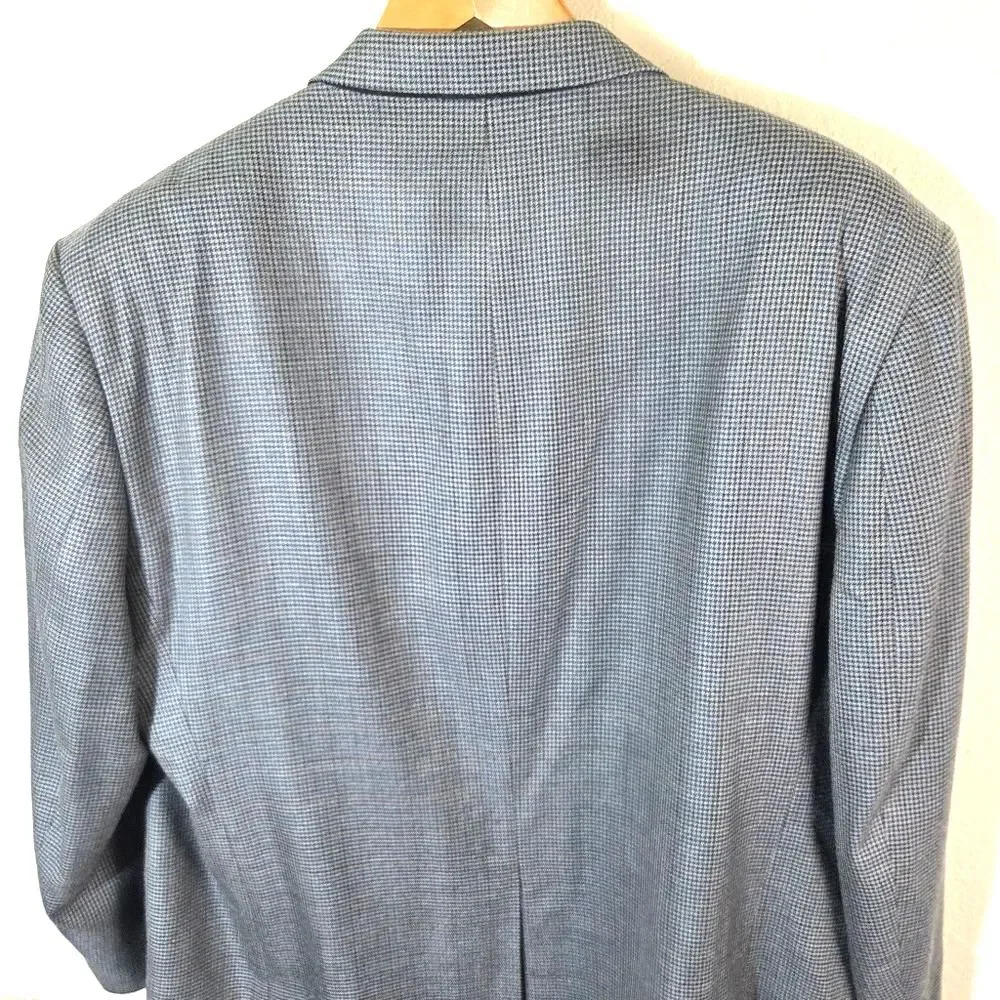 Lauren Ralph Lauren Blazer Mens 48R Blue Houndstooth Silk Wool Sport Coat Jacket